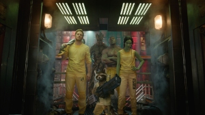 Marvel's Guardians Of The Galaxy..L to R: Star-Lord/Peter Quill (Chris Pratt), Groot (Voiced by Vin Diesel), Rocket Racoon (Voiced by Bradley Cooper), Drax the Destroyer (Dave Bautista) and Gamora (Zoe Saldana).  (Marvel 2014)